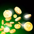 Explosion of gold coins, casino fortune and jackpot concept, flying money Royalty Free Stock Photo