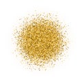 Explosion of gold dots confetti isolated on white. Burst of sparkles dots. Shiny dust firework vector background. Colden glitter Royalty Free Stock Photo