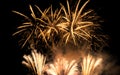 Explosion of Golden Fireworks at night sky