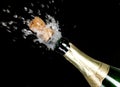 Explosion of green champagne bottle cork Royalty Free Stock Photo