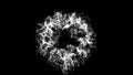 Explosion of the heart into millions of small particles on black background. Fire background for text box or heading