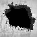 Explosion hole in concrete cracked wall. Industrial background Royalty Free Stock Photo