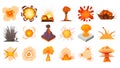 Explosion icon set, cartoon style