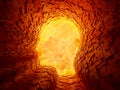 Explosion inside a face shaped tunnel