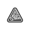 Explosion inside a warning triangle vector icon