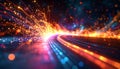 Explosion of Light on a Digital Superhighway Royalty Free Stock Photo