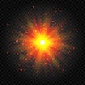 Explosion light. Vector sun flare. Explosion star. Vector illustration Royalty Free Stock Photo