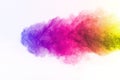 The explosion of multi colored powder. Freeze motion of color po