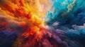 Explosion of multicolored paint, splash of watercolor or colored powder, abstract pattern background. Burst of colorful dust.