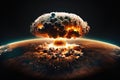 Explosion of a nuclear weapon. Earths nuclear detonation as seen from space