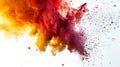 Explosion of orange and red powder with dynamic motion Royalty Free Stock Photo