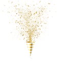 Explosion Party Popper with Gold Confetti Royalty Free Stock Photo