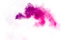 Explosion of pink colored powder isolated on white background.Pink dust splash Royalty Free Stock Photo