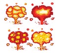 explosion pixel art, Video game explosion animation flame pixel art. Royalty Free Stock Photo