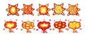 explosion pixel art, Video game explosion animation flame pixel art. Royalty Free Stock Photo