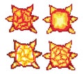 explosion pixel art, Video game explosion animation flame pixel art. Royalty Free Stock Photo