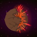 Explosion planet concept background, cartoon style