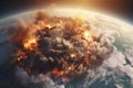 Explosion. Planet Earth is in Danger. Global warming. Apocalypse. Global environmental problem of pollution of the Earth.