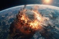 Explosion. Planet Earth is in Danger. Global warming. Apocalypse. Global environmental problem of pollution of the Earth.