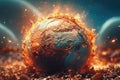 Explosion. Planet Earth is in Danger. Global warming. Apocalypse. Global environmental problem of pollution of the Earth.