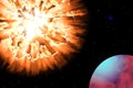 Explosion of the planet in the universe