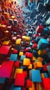 An explosion of primary colors within this mesmerizing display of abstract cubes