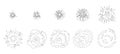 Explosion process isolated outline set icon. Vector illustration effect explode on white background. Vector outline set