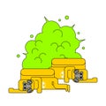 Explosion of radioactive waste. Yellow barre toxic. Dead Yellow