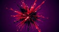 Explosion of red and black liquid on a purple background with bright light in the center of the image Royalty Free Stock Photo