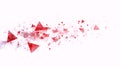 Explosion of Red Triangles and Geometric Shapes on White Background Royalty Free Stock Photo
