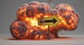 Explosion with Right Arrow Sign Royalty Free Stock Photo