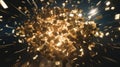 Explosion of Golden Cubes Against a Dark Background With Bright Light Royalty Free Stock Photo
