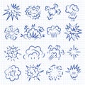 Explosion sketched. Surprise line decoration doodle pictures frame linear shapes design elements recent vector stylized