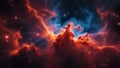 explosion in space A cosmic firey scenery of a nebula, with a contrast of colors and a realistic effect