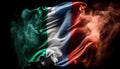 Explosion or Splashing of Smoke Wind in Shape of National Flag of Italy Country on Dark Background Generative AI Royalty Free Stock Photo