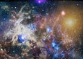 Space background with red nebula and stars. Dreamscape galaxy. Elements of this image furnished by NASA Royalty Free Stock Photo