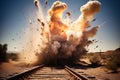 an explosion to stop train in the desert