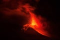 Explosion Of Tungurahua Volcano At Night Royalty Free Stock Photo