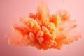 Explosion Of Vibrant Colourful Orange Powder Against Peach Fuzz Coloured Background