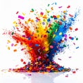 Explosion of Vibrant Confetti on Bright White Background Celebration Royalty Free Stock Photo