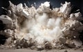 Explosion of a white brick wall with smoke Royalty Free Stock Photo