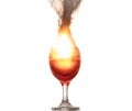 The explosion of wine in a glass, a lot of splashes and fragments, the harm of alcohol