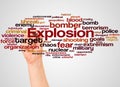 Explosion word cloud and hand with marker concept Royalty Free Stock Photo