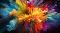 explosions of colors on a picture, many colors, dynamic, modern, visual effect, Generative AI
