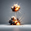 explosions isolated on grey background.