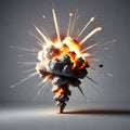 explosions isolated on grey background.