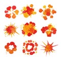 Explosions set, fire burst effect watercolor vector Illustrations Royalty Free Stock Photo