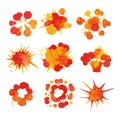 Explosions set, fire burst effect watercolor vector Illustrations Royalty Free Stock Photo