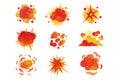 Explosions set, fire explosion effect watercolor vector Illustrations Royalty Free Stock Photo