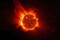 explosions in the sun, with solar flare and coronal mass ejection visible